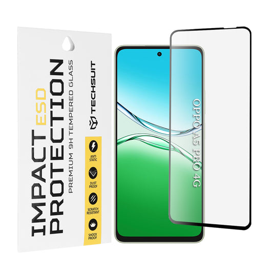 Techsuit schermbeschermfolie voor Oppo A5 Pro 4G / A5 Pro, gehard glas, full glue, zwart