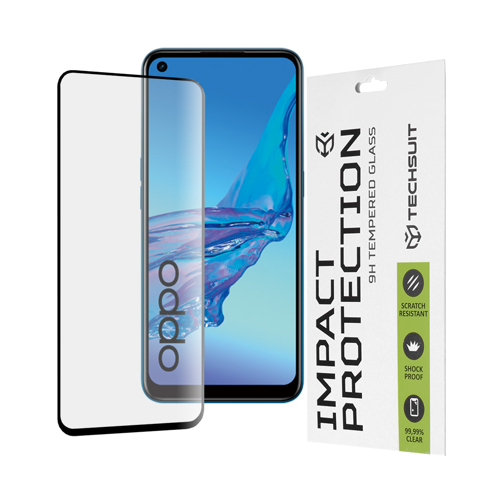Techsuit Screen Protector for Oppo A53s / A53 4G, Tempered Glass, Full Glue, 111D, Black