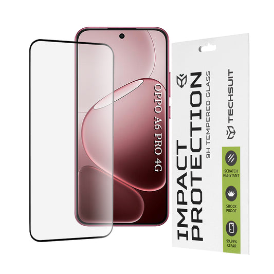 Beschermfolie Techsuit Scherm voor Oppo A6 Pro 5G / A6 Pro 4G, Gehard Glas, Volledige Lijm, 111D, Zwart