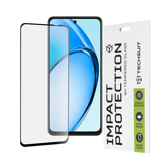 Techsuit schermbeschermfolie voor Oppo A60, gehard glas, full glue, 111D, zwart