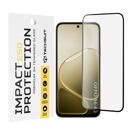 Beschermfolie Techsuit Scherm voor Oppo A6x 4G / A6x / A6 4G, Gehard Glas, Volledige Lijm, Zwart