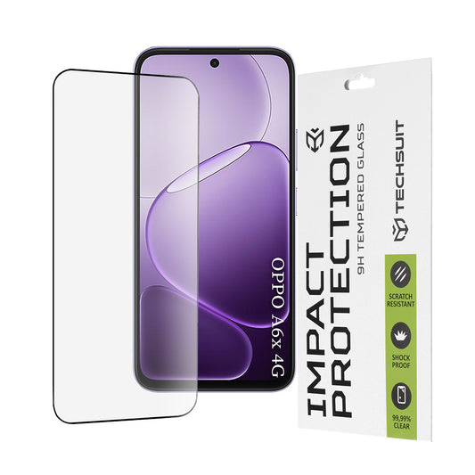 Beschermfolie Techsuit Scherm voor Oppo A6x 4G / A6x, Gehard Glas, Volledige Lijm, 111D, Zwart
