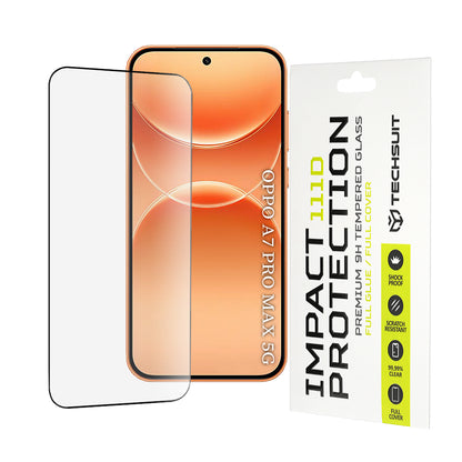 Techsuit schermbeschermer voor Oppo A7 Pro Max, gehard glas, Full Glue, 111D, zwart