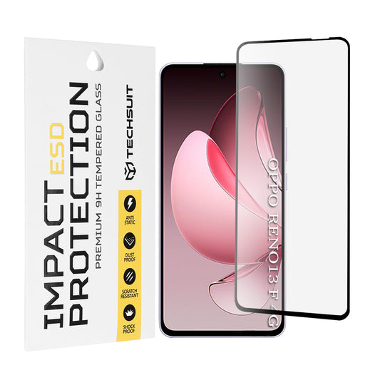 Techsuit schermbeschermfolie voor Oppo Reno13 FS 5G / Reno13 F 4G / Reno13 F, gehard glas, volledige lijm, zwart