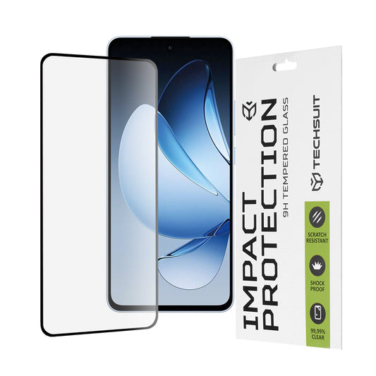Techsuit schermbeschermfolie voor Oppo Reno13, gehard glas, full glue, 111D, zwart