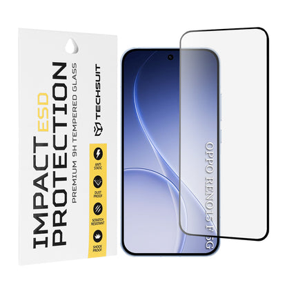 Techsuit schermbeschermfolie voor Oppo Reno15 FS / Reno15 F, gehard glas, full glue, zwart