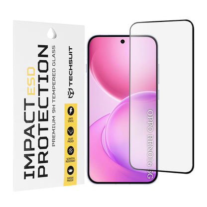 Techsuit schermbeschermfolie voor Oppo Reno16 / Reno16 Pro, gehard glas, volledige lijm, zwart