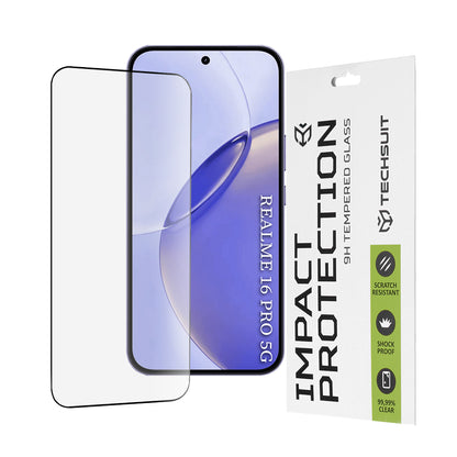 Beschermfolie Techsuit Scherm voor Realme 16 Pro, Gehard Glas, Volledige Lijm, 111D, Zwart