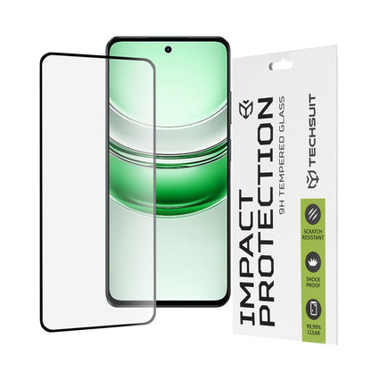Techsuit schermbeschermfolie voor Realme C71, gehard glas, full glue, 111D, zwart