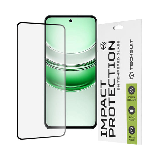 Techsuit schermbeschermfolie voor Realme C71, gehard glas, full glue, 111D, zwart
