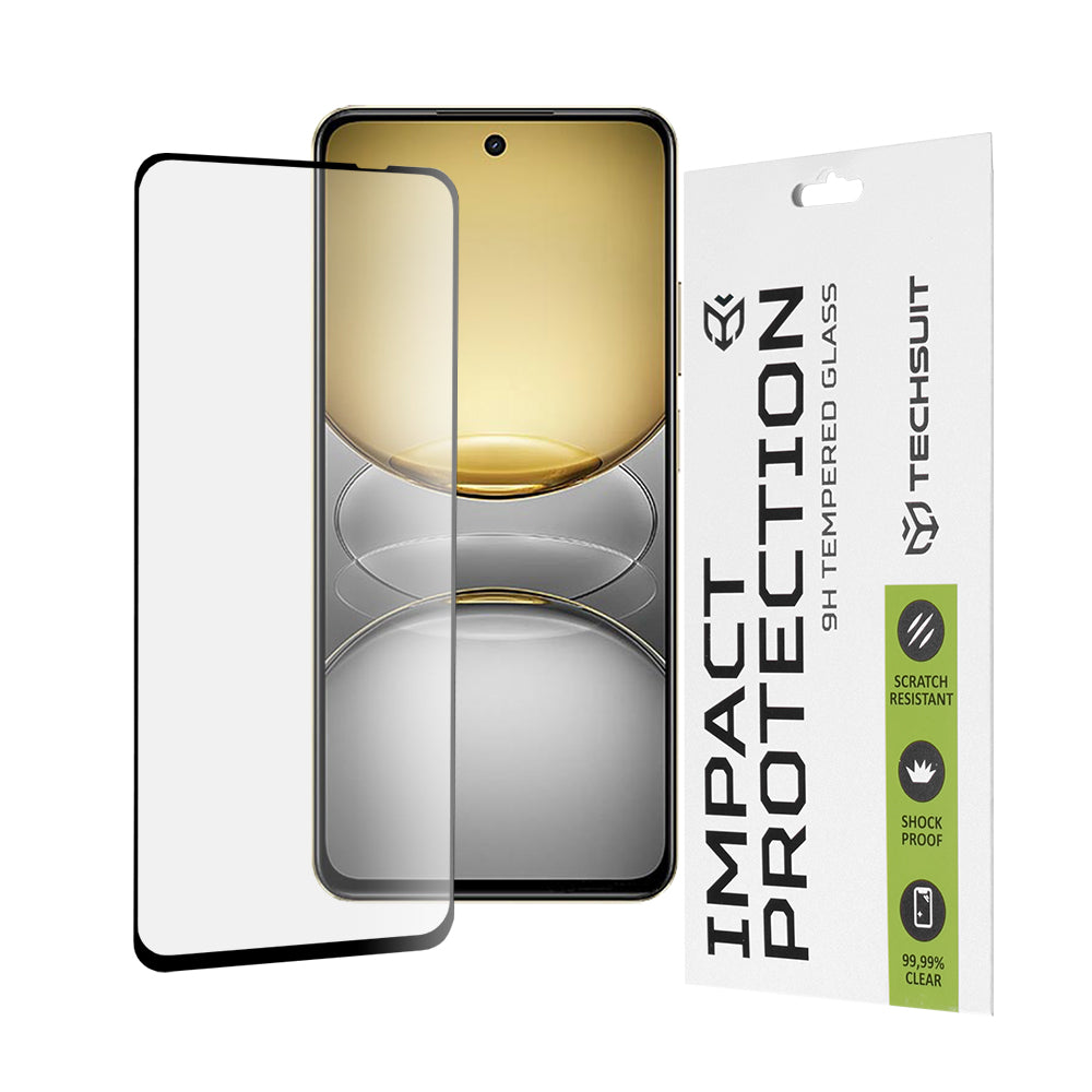 Techsuit Screen Protector Film for Realme C75 5G / 14x, Tempered Glass, Full Glue, 111D, Black