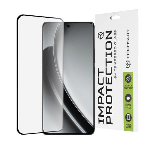 Techsuit schermbeschermfolie voor Realme GT 6T / GT 6, gehard glas, full glue, 111D, zwart