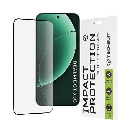 Beschermfolie Techsuit Scherm voor Realme GT 8 Pro, Gehard Glas, 111D, Zwart