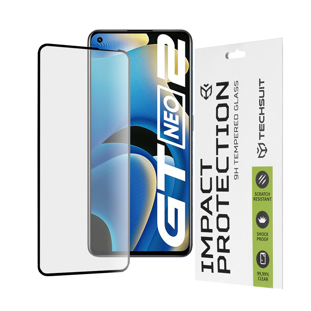 Techsuit Screen Protector Film for Realme GT Neo 3T / GT2 / GT Neo2, Tempered Glass, Full Glue, 111D, Black