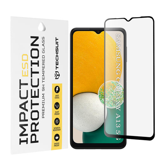 Techsuit schermbeschermfolie voor Samsung Galaxy A04 A045 / A04s A047 / A13 5G A136, gehard glas, full glue, zwart