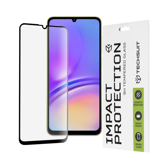 Techsuit schermbeschermfolie voor Samsung Galaxy A05s A057 / A05 A055, gehard glas, full glue, 111D, zwart