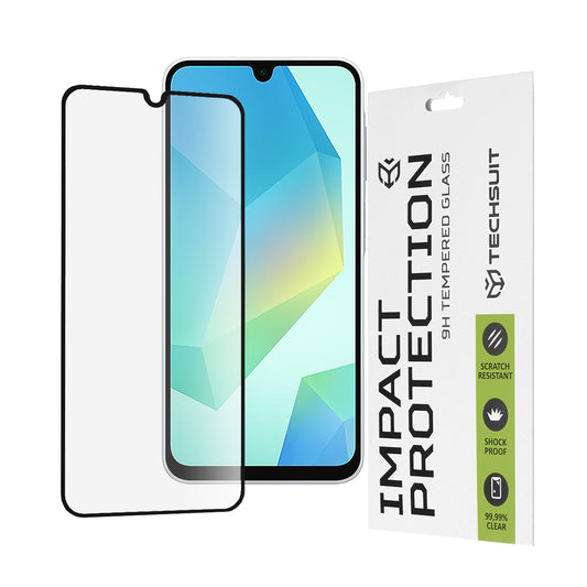 Techsuit schermbeschermfolie voor Samsung Galaxy A17 4G / A17 5G / A16 5G A166 / A16 4G A165, gehard glas, full glue, 111D, zwart