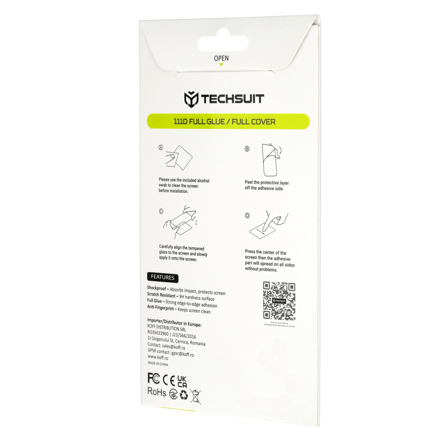 Techsuit schermbeschermfolie voor Samsung Galaxy A27 5G, gehard glas, full glue, 111D, zwart