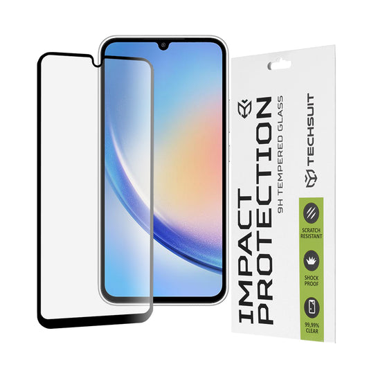 Techsuit schermbeschermfolie voor Samsung Galaxy A34 A346, gehard glas, full glue, 111D, zwart