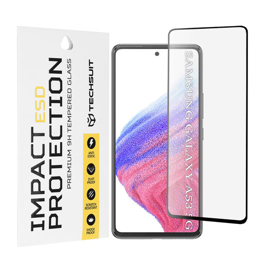 Techsuit schermbeschermfolie voor Samsung Galaxy A53 5G A536, gehard glas, full glue, zwart