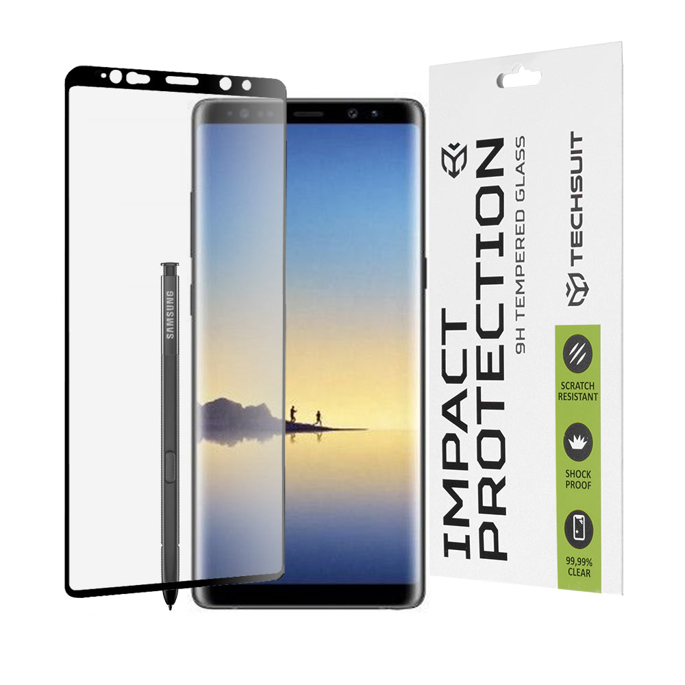 Techsuit schermbeschermfolie voor Samsung Galaxy Note 8 N950, gehard glas, full glue, 111D, zwart