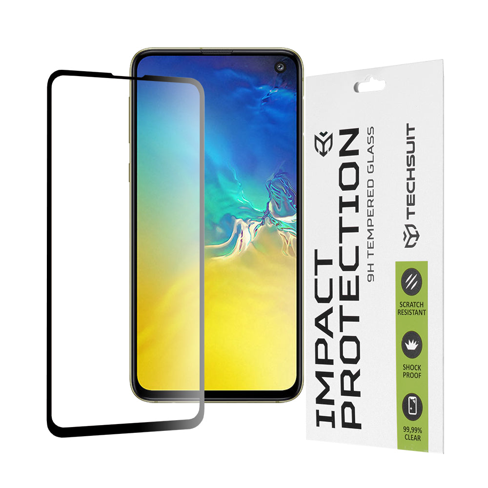 Techsuit schermbeschermfolie voor Samsung Galaxy S10e G970, gehard glas, full glue, 111D, zwart