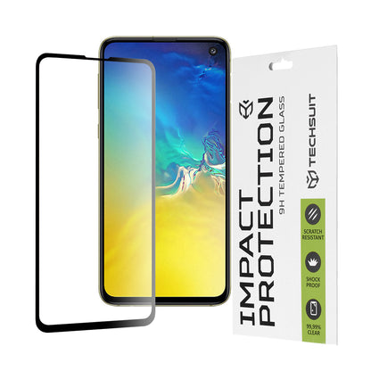 Techsuit schermbeschermfolie voor Samsung Galaxy S10e G970, gehard glas, full glue, 111D, zwart