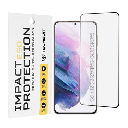 Techsuit schermbeschermfolie voor Samsung Galaxy S21+ 5G G996, gehard glas, full glue, zwart
