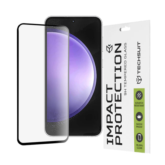 Techsuit schermbeschermfolie voor Samsung Galaxy S23 FE S711, gehard glas, full glue, 111D, zwart