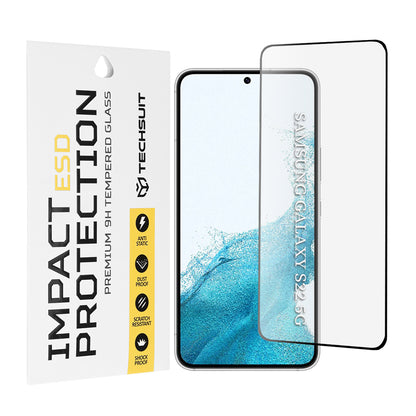 Techsuit schermbeschermfolie voor Samsung Galaxy S23 S911 / S22 5G S901, gehard glas, full glue, zwart