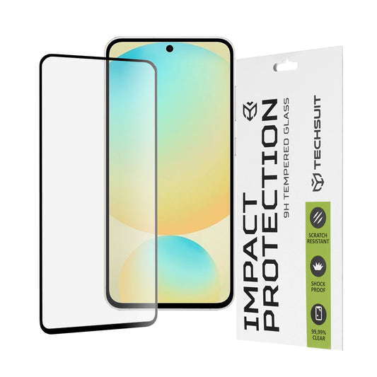 Techsuit schermbeschermfolie voor Samsung Galaxy S24 FE S721, gehard glas, full glue, 111D, zwart