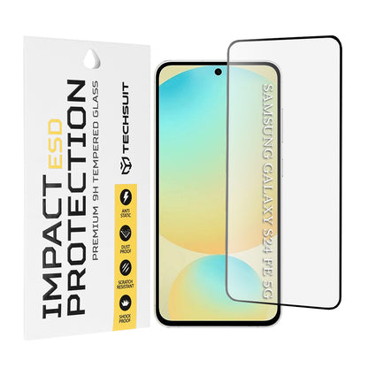 Techsuit schermbeschermfolie voor Samsung Galaxy S24 FE S721, gehard glas, volledige lijm, zwart