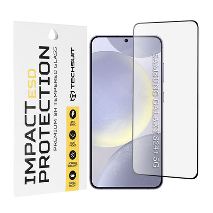 Techsuit schermbeschermfolie voor Samsung Galaxy S24+ S926, gehard glas, volledige lijm, zwart