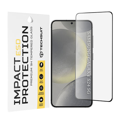 Techsuit schermbeschermfolie voor Samsung Galaxy S24 S921, gehard glas, full glue, zwart