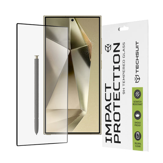 Techsuit schermbeschermfolie voor Samsung Galaxy S24 Ultra S928, gehard glas, full glue, 111D, zwart