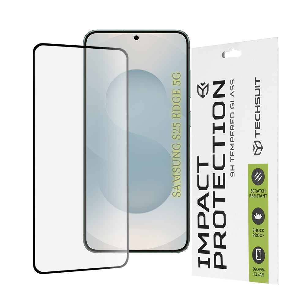 Techsuit schermbeschermfolie voor Samsung Galaxy S25 Edge S937, gehard glas, full glue, 111D, zwart