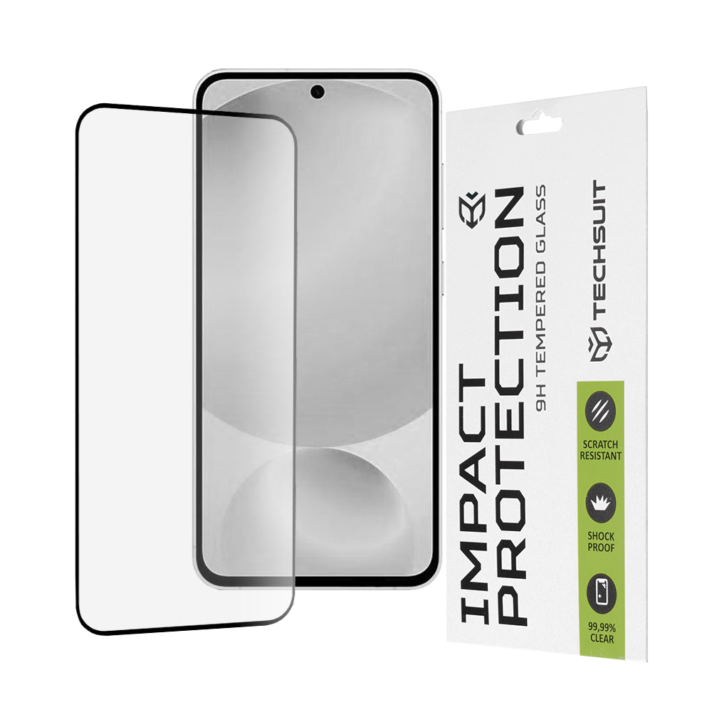 Techsuit schermbeschermfolie voor Samsung Galaxy S25 FE, gehard glas, full glue, 111D, zwart