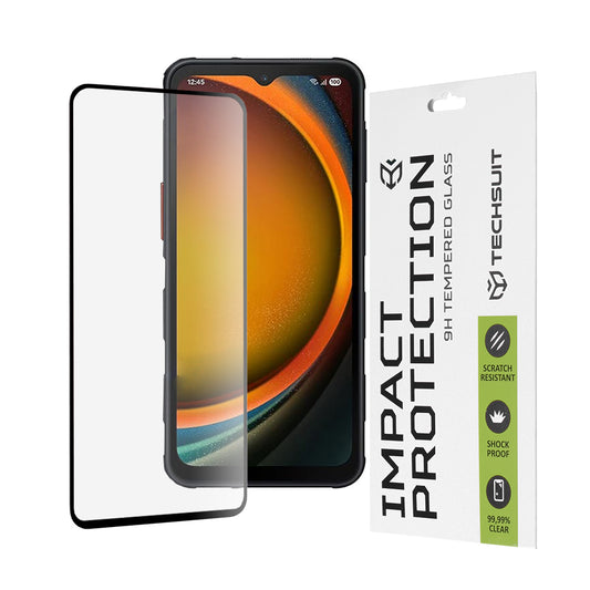 Techsuit schermbeschermfolie voor Samsung Galaxy XCover7 Pro, gehard glas, full glue, 111D, zwart