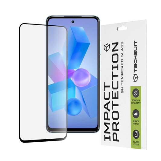 Techsuit schermbeschermfolie voor Tecno Spark 20 Pro / Pova 5 Pro / Hot 40 / Hot 40 Pro, gehard glas, full glue, 111D, zwart