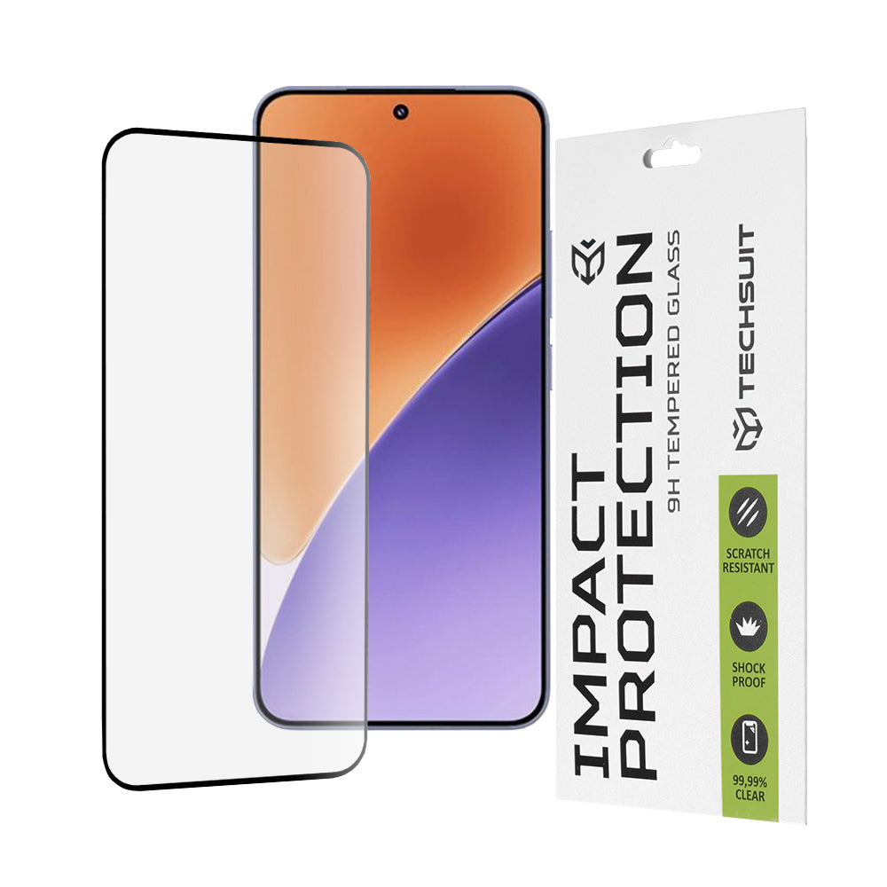 Techsuit schermbeschermfolie voor Xiaomi 15, gehard glas, full glue, 111D, zwart