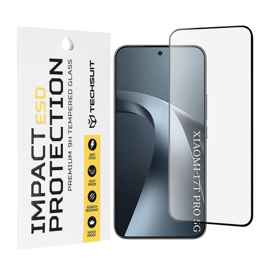 Techsuit schermbeschermfolie voor Xiaomi 17T Pro, gehard glas, volledige lijm, zwart