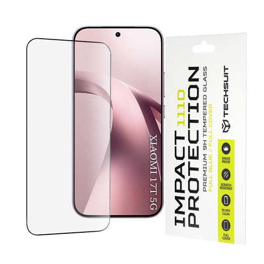 Techsuit schermbeschermfolie voor Xiaomi 17T, gehard glas, full glue, 111D, zwart
