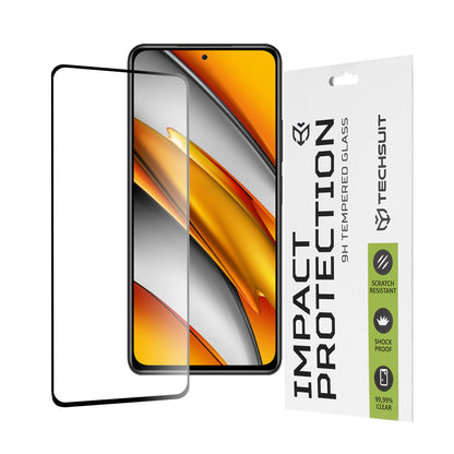 Techsuit schermbeschermfolie voor Xiaomi Poco F3 / Mi 11i, gehard glas, full glue, 111D, zwart