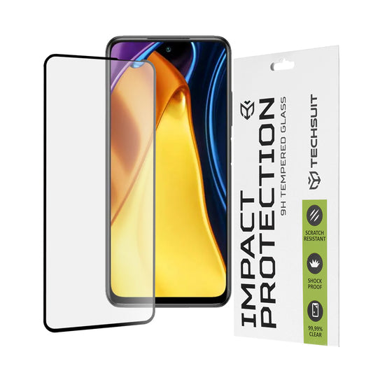 Techsuit schermbeschermfolie voor Xiaomi Poco M3 Pro 5G / Redmi Note 10 5G, gehard glas, full glue, 111D, zwart