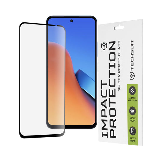 Techsuit schermbeschermfolie voor Xiaomi Poco M6 4G / Redmi 13 / 12 5G / 12, gehard glas, full glue, 111D, zwart