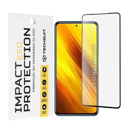 Techsuit schermbeschermfolie voor Xiaomi Poco X3 Pro / X3 NFC / X3, gehard glas, full glue, zwart