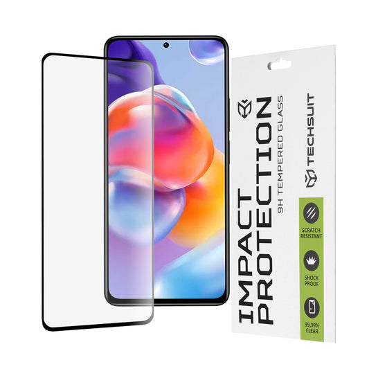 Techsuit schermbeschermfolie voor Xiaomi Poco X4 Pro 5G / Redmi Note 11 Pro+ 5G, gehard glas, full glue, 111D, zwart