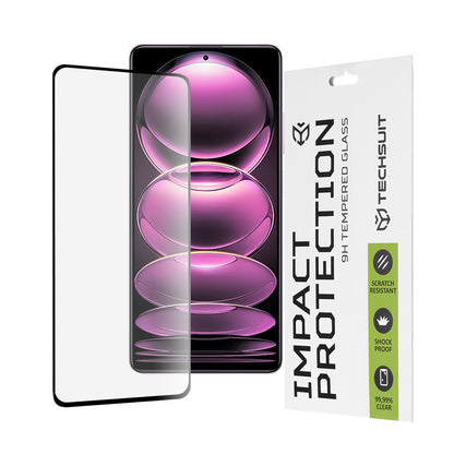 Techsuit schermbeschermfolie voor Xiaomi Poco X5 Pro / Redmi Note 12 Pro 5G / Note 12 Pro+, gehard glas, full glue, 111D, zwart