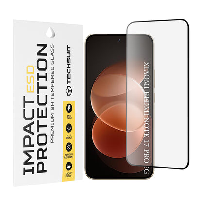 Techsuit schermbeschermer voor Xiaomi Poco X8 / Redmi Note 17 Pro / Note 17 Pro Max, gehard glas, full glue, zwart