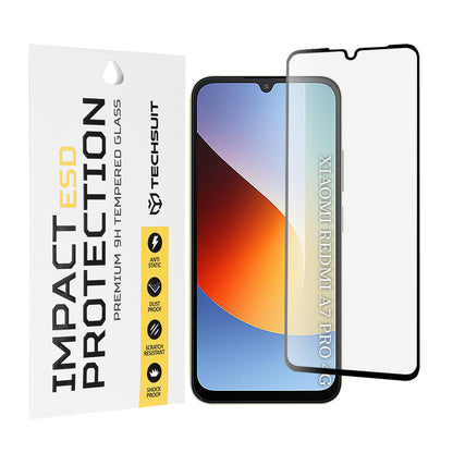 Techsuit schermbeschermfolie voor Xiaomi Redmi A7 Pro 4G, gehard glas, volledige lijm, zwart